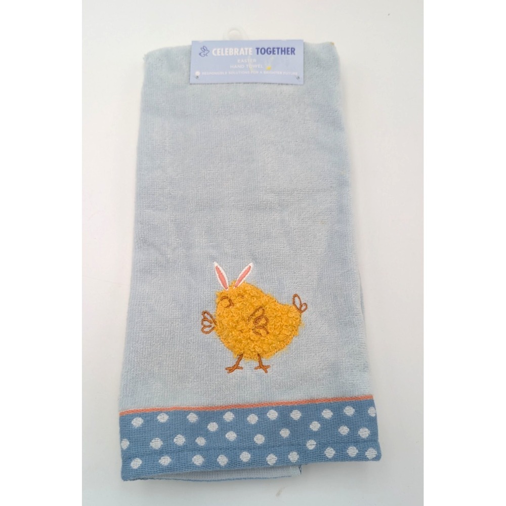 NEW  Easter Celebrate Together Hand Towels SET OF 2, Blue, Yellow Chick, SOFT